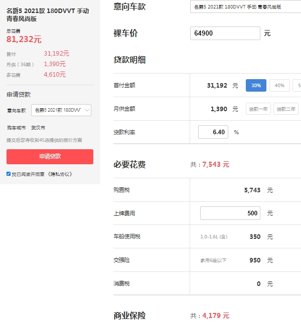 名爵5新款2021款價格多少 2021款名爵5售價6萬起(落地最低7萬)