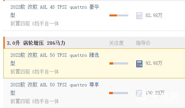 奧迪a8l多少錢 新車售價82.98萬元(全款落地92.56萬元)